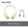 Sony WH-CH520 Bluetooth sárga fejhallgató