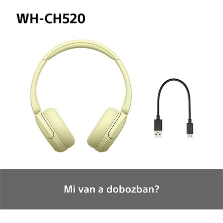 Sony WH-CH520 Bluetooth sárga fejhallgató