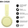 Sony WH-CH520 Bluetooth sárga fejhallgató
