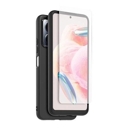 Made For Xiaomi Redmi Note 12 4G MADE FOR XIAOMI szilikon telefonvédő ultravékony, matt + képernyővédő üveg, FEKETE