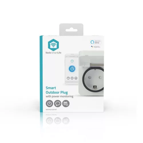 Nedis WIFIPO130FWT kültéri okos konnektor, Wi-Fi, IP44, fogyasztás mérő, 3680 W, földelt érintkező, Android™ / IOS