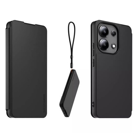 Made For Xiaomi Redmi Note 13 4G MADE FOR XIAOMI tok álló, bőr hatású FLIP, kártyazseb + kézpánt, FEKETE