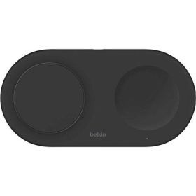   BELKIN asztali töltő 2in1 (15W, gyorstöltő, wireless, Magsafe, Apple Airpods töltő, Qi2) FEKETE