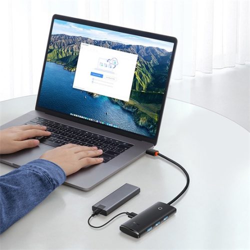 Baseus HUB Baseus Lite 4-Port USB Type-A HUB dokkoló állomás, 25 cm, fekete