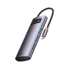 BASEUS Type-C HUB 4in1 aktív, gyorstöltő, SZÜRKE