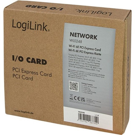 LogiLink AX210 2,97Gb/s PCIe x1 Dual-Band Wi-Fi Bluetooth hálózati adapter
