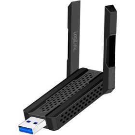   Logilink Wi-Fi 6E 5.8 GHz-es USB adapter, akár 1201 Mbit/s, 4 dBi antennák, hotspot funkció, fekete