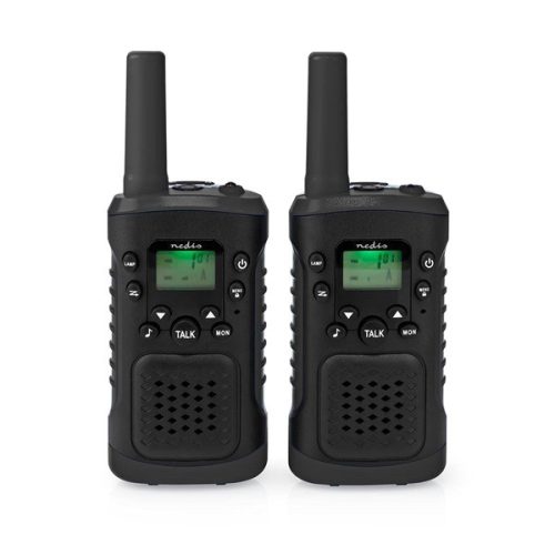 Nedis WLTK0610BK Walkie-Talkie készlet, 2 kézibeszélő 6 km-ig, 8 csatorna, 38 alcsatorna, 61 DCS kód, PTT/ VOX, LED lámp