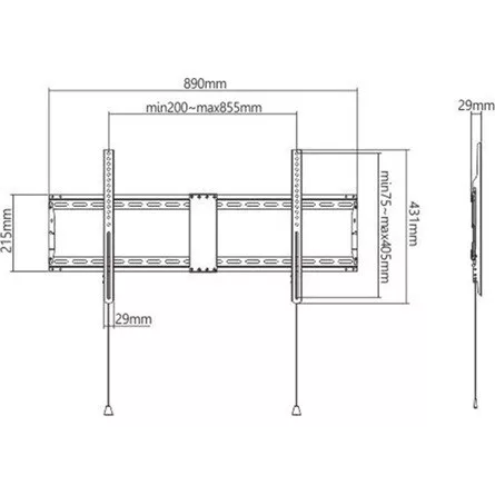 Gembird WM-90F-01 43"-90" monitor TV fali tartó fekete