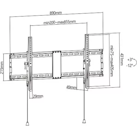 Gembird WM-90T-01 43"-90" monitor TV fali tartó fekete
