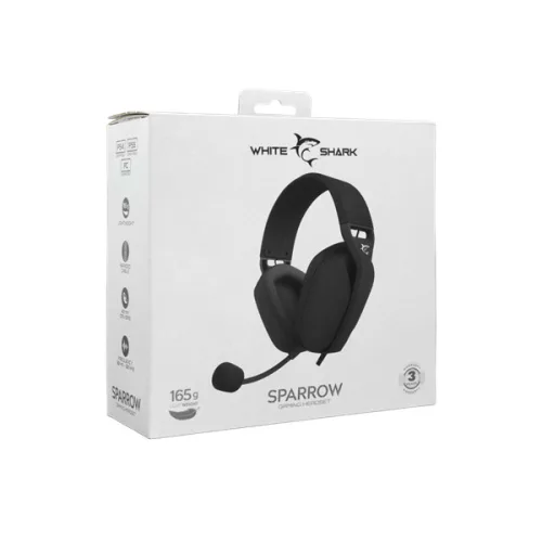WHITESHARK WHITE SHARK SPARROW-B, GH-2443B, gamer fejhallgató, fekete, (3.5 Jack 4 pin.)