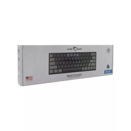 WHITESHARK WHITE SHARK WAKIZASHI-B-G/BL-US, GK-002112-B-G/BL-US fekete/szürke mechanikus gamer billentyűzet, angol