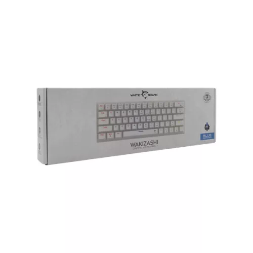 WHITESHARK WHITE SHARK WAKIZASHI-W/BL-US, GK-002122-W/BL-US fehér mechanikus gamer billentyűzet, angol