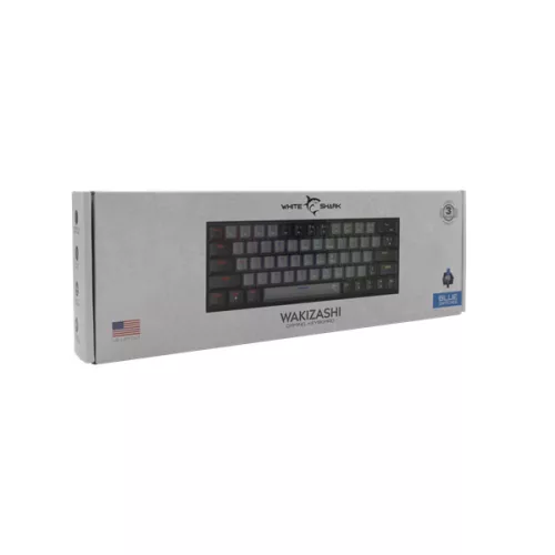 WHITESHARK WHITE SHARK WAKIZASHI-G-B/BL-US, GK-002172-G-B/BL-US szürke/fekete mechanikus gamer billentyűzet, angol