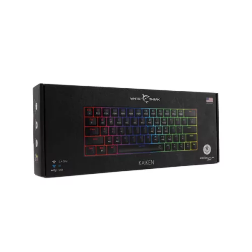 WHITESHARK WHITE SHARK W029932 Premium KAIKEN-B/R-US vezeték nélküli mech. gamer billentyűzet, 63 piros kapcs. fekete (angol)