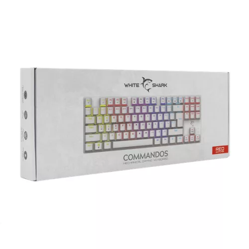 WHITESHARK WHITE SHARK WS GK-2106W/R-US COMMANDOS fehér mechanikus angol (red switch) gamer billentyűzet