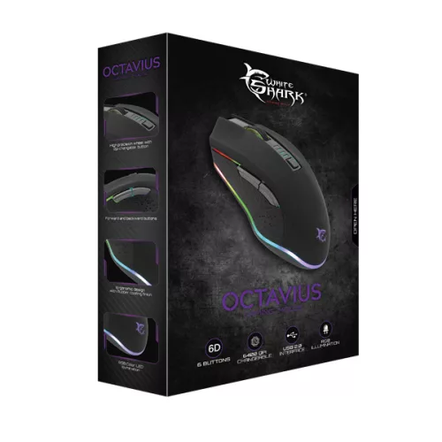 WHITESHARK WHITE SHARK GM-5002 OCTAVIUS gamer egér