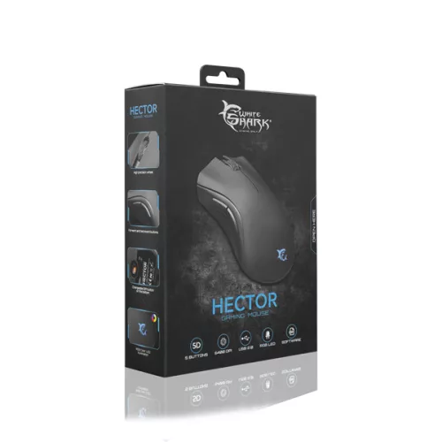 WHITESHARK WHITE SHARK GM-5008 HECTOR gamer egér, 6400 dpi