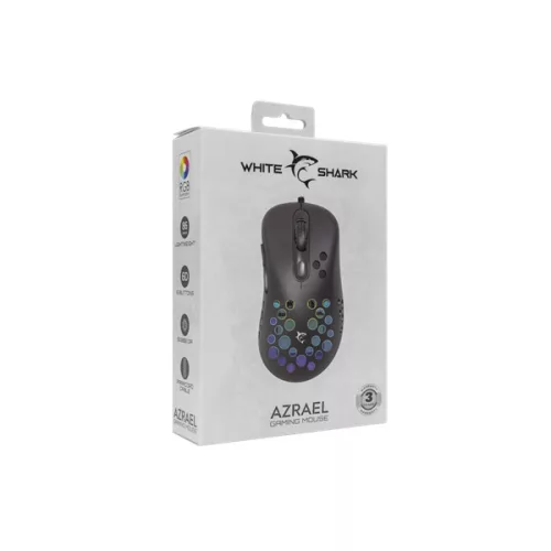 WHITESHARK WHITE SHARK AZRAEL-B, GM-5013B gamer egér,6D, fekete, 7200 dpi, RGB