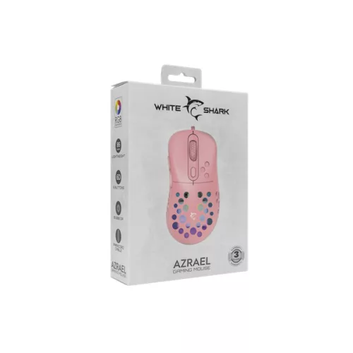 WHITESHARK WHITE SHARK AZRAEL-P, GM-5013P gamer egér,6D, pink, 7200 dpi, RGB