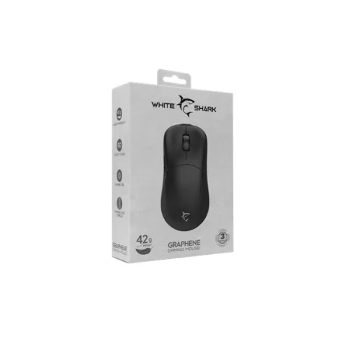WHITESHARK WHITE SHARK GRAPHENE-B, GM-5014B gamer egér,6D, fekete, 6200 dpi, RGB