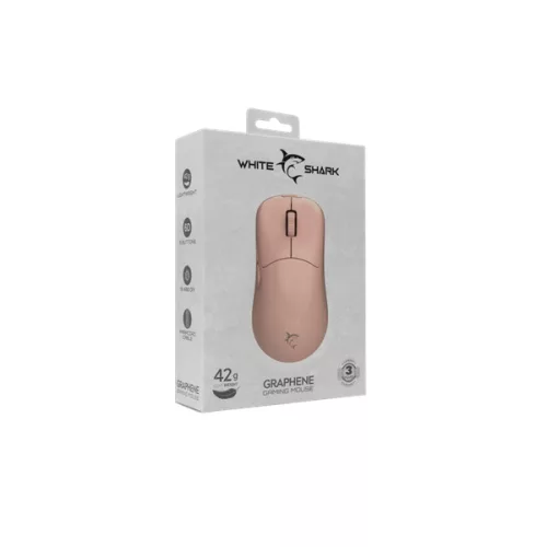 WHITESHARK WHITE SHARK GRAPHENE-P, GM-5014P gamer egér,6D, pink, 6200 dpi, RGB