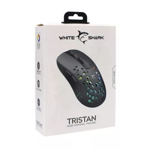 WHITESHARK WHITE SHARK TRISTAN GM-9004 gamer egér, 7D, fekete, 12000 dpi, RGB