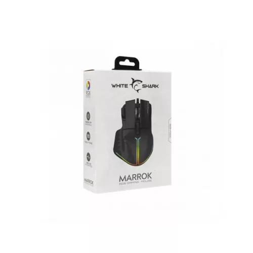 WHITESHARK WHITE SHARK GM-9006B MARROK gamer egér, fekete, 12000 dpi