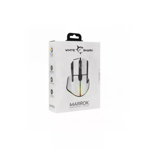 WHITESHARK WHITE SHARK GM-9006W MARROK-W gamer egér, fehér, 12000 dpi