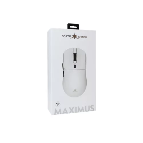 WHITESHARK WHITE SHARK PRÉMIUM GM-9010W MAXIMUS-W vezeték nélküli gamer egér, 26.000 dpi, fehér