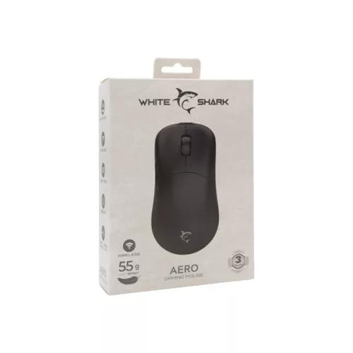 WHITESHARK WHITE SHARK AERO-B WGM-5015B gamer egér, 10.000 dpi, 6 gombos fekete