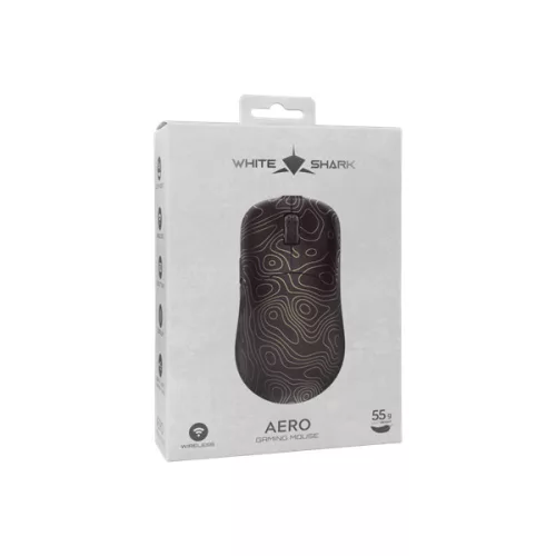 WHITESHARK WHITE SHARK WGM-5015G AERO-G 6D/10000 dpi, vezeték nélküli gamer egér, fekete/arany
