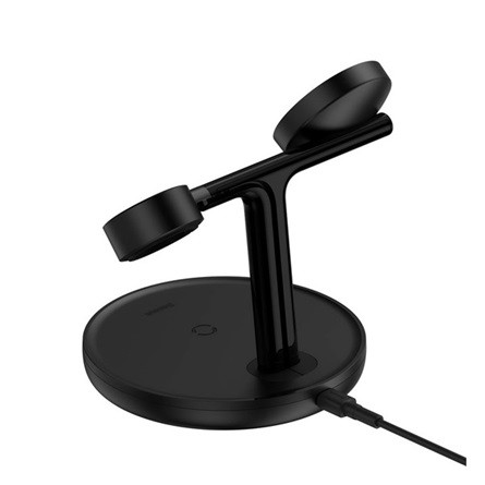 Baseus Apple Watch Series 5 44mm BASEUS hálózati töltő 3in1 15W, Apple Airpods töltő, FEKETE