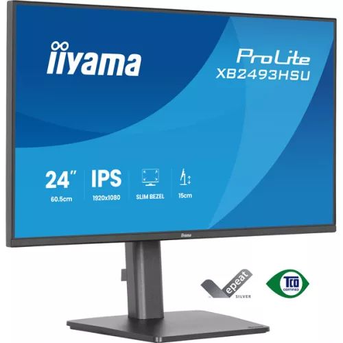 IIYAMA ProLite monitor, IPS, 23.8",1920x1080, 16:9, 350 cd/m˛, 1ms, 1500:1, HDMI/DisplayPort/USB