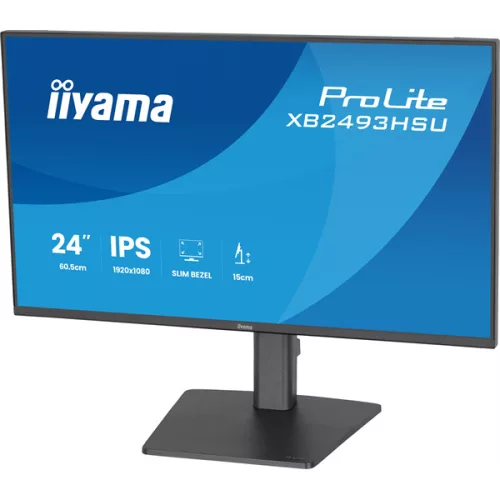 IIYAMA ProLite monitor, IPS, 23.8",1920x1080, 16:9, 350 cd/m˛, 1ms, 1500:1, HDMI/DisplayPort/USB
