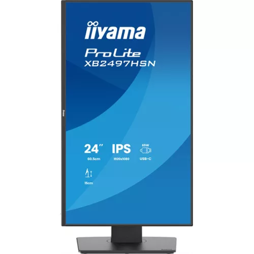 IIYAMA ProLite monitor, IPS, 23.8", 1920x1080, 16:9, 350 cd/m˛, 1ms, 1500:1, HDMI/DisplayPort/USB/RJ45