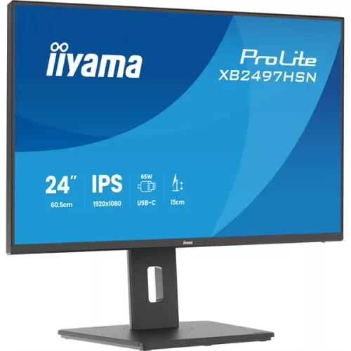 IIYAMA ProLite monitor, IPS, 23.8", 1920x1080, 16:9, 350 cd/m˛, 1ms, 1500:1, HDMI/DisplayPort/USB/RJ45