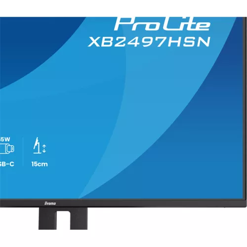 IIYAMA ProLite monitor, IPS, 23.8", 1920x1080, 16:9, 350 cd/m˛, 1ms, 1500:1, HDMI/DisplayPort/USB/RJ45