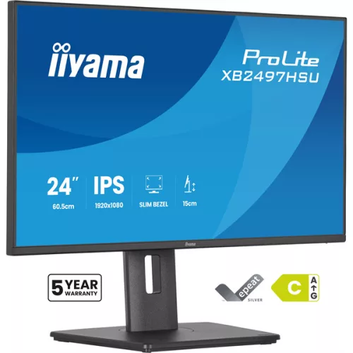 IIYAMA ProLite monitor, IPS, 27", 1920x1080, 16:9, 350 cd/m˛, 4ms, 1500:1, HDMI/DisplayPort/USB