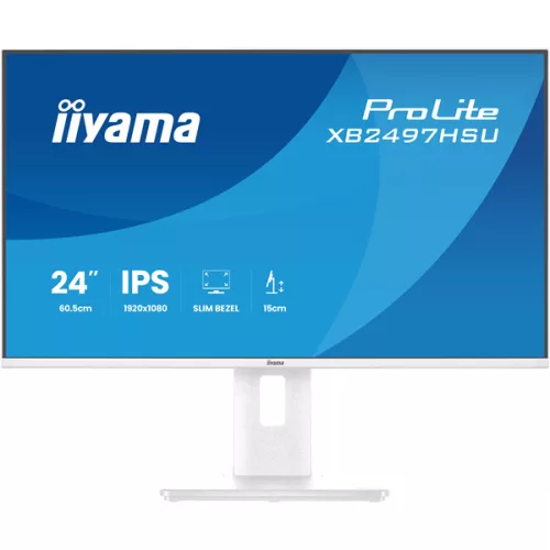iiyama Prolite IPS monitor, 23,8", 1920 x 1080, 16:9, 350cd, 4ms, 1500:1 HDMI/DP/USBx4, XB2497HSU-W1