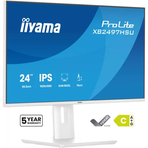 iiyama Prolite IPS monitor, 23,8", 1920 x 1080, 16:9, 350cd, 4ms, 1500:1 HDMI/DP/USBx4, XB2497HSU-W1