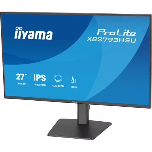 IIYAMA ProLite monitor, IPS, 27", 1920x1080, 16:9, 350 cd/m˛, 1ms, 1500:1, HDMI/DisplayPort/USB