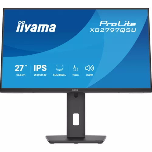IIYAMA ProLite monitor, IPS, 27", 2560x1440, 16:9, 350 cd/m˛, 1ms, 1000:1, HDMI/DisplayPort/USB,
