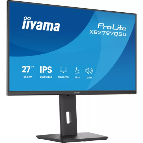 IIYAMA ProLite monitor, IPS, 27", 2560x1440, 16:9, 350 cd/m˛, 1ms, 1000:1, HDMI/DisplayPort/USB,