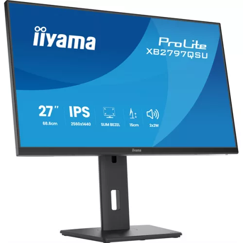 IIYAMA ProLite monitor, IPS, 27", 2560x1440, 16:9, 350 cd/m˛, 1ms, 1000:1, HDMI/DisplayPort/USB,
