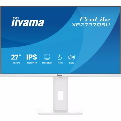 IIYAMA ProLite monitor, IPS, 27", 2560x1440, 16:9, 350 cd/m˛, 1ms, 1000:1, HDMI/DisplayPort/USB, fehér