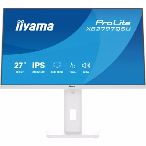 IIYAMA ProLite monitor, IPS, 27", 2560x1440, 16:9, 350 cd/m˛, 1ms, 1000:1, HDMI/DisplayPort/USB, fehér