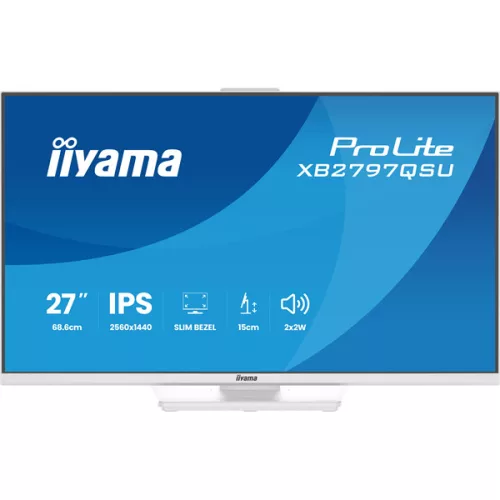 IIYAMA ProLite monitor, IPS, 27", 2560x1440, 16:9, 350 cd/m˛, 1ms, 1000:1, HDMI/DisplayPort/USB, fehér