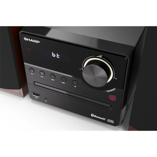 SHARP XL-B512BR Bluetooth mikrohifi rendszer barna fa hangszórókkal, 45W, USB/Bluetooth