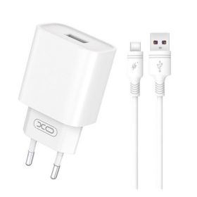   XO CE02D hálózati töltő Type-C aljzat (18W, PD gyorstöltő + Type-C kábel) FEHÉR
